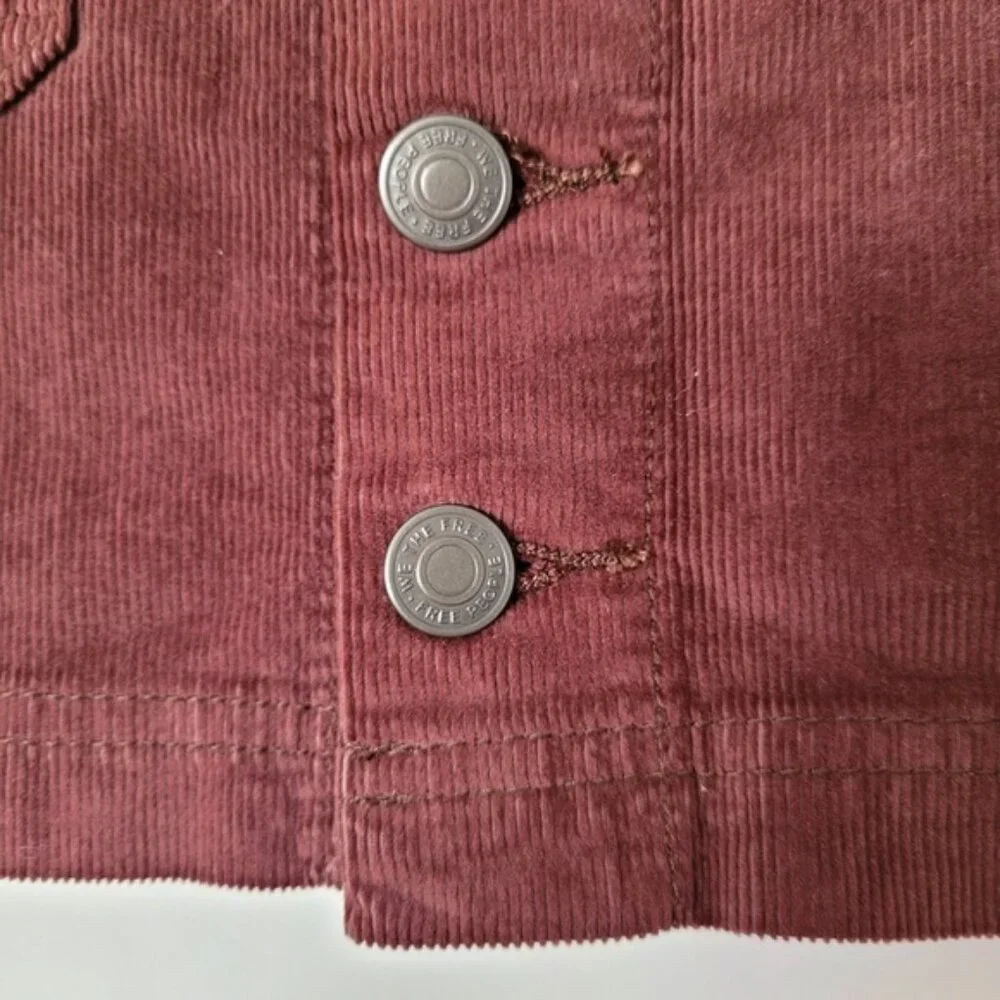 Free People‎ Joanie Brown Corduroy Skirt Size 26 Button Front Mini Cargo Grunge